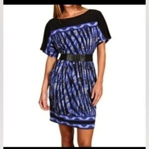 BCBG MaxAzria  XXS Blue & Black Adela Belted Dress Size XXS  Shift Dress